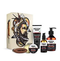 Brooklyn Soap Company · Ultimate Beard Box · Set per la cura della barba con olio per barba, shampoo da barba, spazzola per barba, cera per barba e crema per barba, idea regalo per uomini