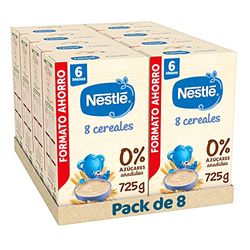 Nestlé Papilla 8 Cereales, sin azúcares añadidos, a partir de los 6 meses, 8 x 725 g