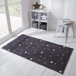 Dreamscene Tappeto con stampa stellare, antiscivolo, grande, in poliestere, antiscivolo, 80 x 150 cm, colore: grigio antracite