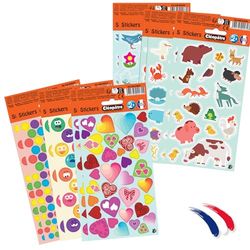 CLEOPATRE – Lot de 12 planches de Gommettes Autocollantes No pack Thématiques – 478 Stickers – 6 Thèmes Animaux, Cœurs, Printemps, Emotions, Ronds couleurs vives – Loisirs Créatifs Enfants