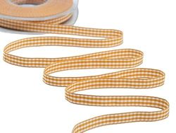 Furlanis - Nastro A Quadretti Bamby, Nastro per Decorazioni Natale, Pacchi Regalo, Tessuto Italiano - Arancio Pesca, 10 mm x 25 m