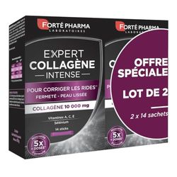 Forté Pharma - Expert Collagène Intense | Complément Alimentaire à base de Collagène - Rides et Fermeté de la Peau | Lot de 2x 14 sticks