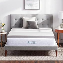 LUCID Memory Foam Matrastopper 100x200cm met bamboehoutskool, 7,5 cm dikke matrasoplegger 100 x 200 cm