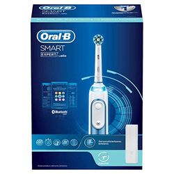 Oral-B Smart Expert - Cepillo de dientes eléctrico con conexión Bluetooth, anillo inteligente y estuche de viaje, color azul