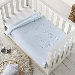 PIELSA 6655-62 | Babyfilt | Nyfödd Babyfilt | Vinterfilt | Månadsbabyfilt | Våffelfilt | Spjälsäng filt | Blå färg | Storlek 80 x 110