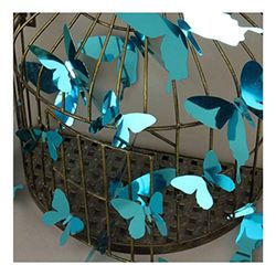 Kit de 12 Stickers papillons 3D miroirs bleu