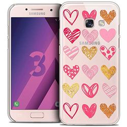 Caseink - fodral för Samsung Galaxy A3 2017 (A320) [Crystal HD Collection Sweetie Design Doodling Hearts - hårt - ultratunt - tryckt i Frankrike]