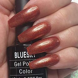 Bluesky Smalto Per Unghie Gel, Xsj32, Buio Arancia, Luccichio (Per Lampade Uv E Led) - 10 Ml