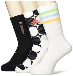 Adidas, Pride Love Unites, Calzini (3 Paia), Off Bianco/Nero/Multicolore, Xs, Unisex-Adult