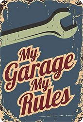 Schatzmix metalen bord spreuk My Garage My Rules!Metalen bord Wanddecoratie 20x30cm tin sign