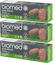 Pasta de dientes 98% natural Biomed Salud de encías | Fortalecimiento y protección de encías | Aceites esenciales de salvia, eucalipto, romero y cedro, apto para veganos, sin SLES 3x100 g (Pack de 3)