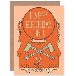 Wee Blue Coo BIRTHDAY BROTHER AXES ORANGE NEW ART GREETINGS GIFT CARD