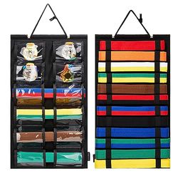 HUHYNN Martial Arts Riemen Organizer, Opknoping Karate Belt Display Houdt 12 Karate Riemen voor Martial Arts Leerlingen (Geen Accessoires Inbegrepen) (Zwart-Upgrade)
