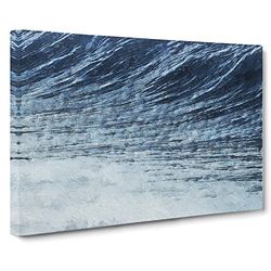 Rising Of The Wave In Blue Modern Art Canvas Wall Art Print Ready to Hang, Framed Picture for Living Room Bedroom Home Office Décor, 20x14 Inch (50x35 cm)