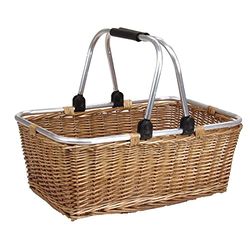 Vacchetti Cesta Vimini Spesa Grande con Manici mobili-Senza Fodera, Multicolor