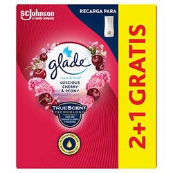 GLADE Um toque fragrância peónia e cereja. Elimina maus odores, até 10 vezes mais frescor - 3 peças de reposição de 10 ml