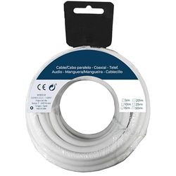 PRENDELUZ Slanghaspel 15 m, kabel op witte spoel, coaxiaal/parallel-/telf-kabel - audio, kabelsectie 3 x 1 mm