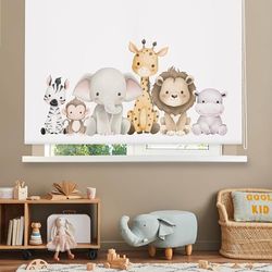 Blindecor Digitale | Tenda avvolgibile traslucida stampata | Famiglia dei bambini | Modello F-Savana Baby | 110 x 180 cm (larghezza per altezza) | Dimensioni del tessuto 106 x 175 cm | Tende per