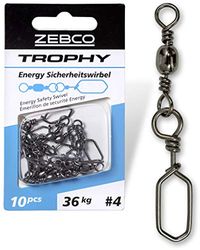 Zebco Kvalitets TropiEnergy säkerhetssänga fisketillbehör virvel fiske smådelar ängel tillbehör, diverse, storlek: 8 L: 38 mm 26 kg/10 stycken