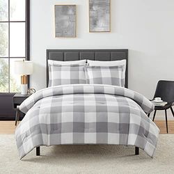 Sweet Home Collection Ultra Soft Down Alternative Set & Luxurious Bed Sheets, Polyester, Checkered Box, Twin