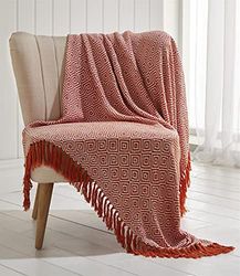 Portfollio Portfolio Ascot Chevron Terracotta 100% Cotton Chair Sofa Couch Bed 180x250cm
