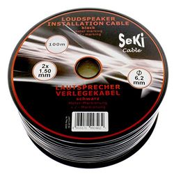 SeKi Câble de haut-parleur rond de 100 m - 2 x 1,5 mm² - Professionnel PA - Câble audio et rond