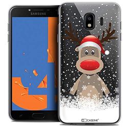 Caseink Fodral för Samsung Galaxy J4 2018 J400 (5.5) fodral [kristallgel HD mönster jul kollektion 2017 hjort design med mössa - mjuk - ultratunn - tryckt i Frankrike]