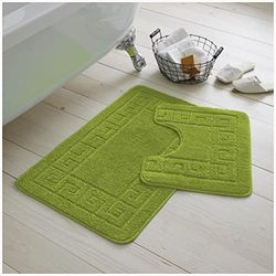 GC GAVENO CAVAILIA Greek 2 Piece Bath Set, 100% Polypropylene, Green, 75 x 50 x 2 cm