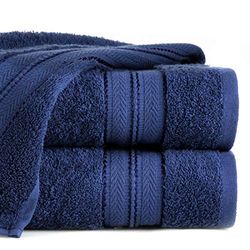Eurofirany Daniel Toalla de Mano de algodón con Cenefa Suave patrón Grueso, Pack de 6 Unidades Oeko-Tex, Azul Marino, 50 x 90 cm