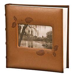 Pioneer - Álbum de fotos (piel), diseño de hiedra en relieve, color marrón