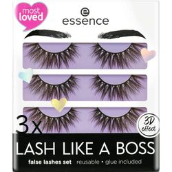 Essence - Set di 3 ciglia finte LASH LIKE A BOSS 02, ciglia artificiali, vegane, senza particelle di microplastica, senza nanoparticelle, senza profumo, confezione da 1 (3 paio)