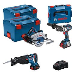 Bosch Professional Combo Kit GSB 18V-110 C + GKS 18V-68 GC + GSA 18V-28 (inkl. 1x Akku ProCORE 4.0Ah, 2x Akku ProCORE 5.5Ah, Ladegerät GAL 1880 CV, in L-BOXX)