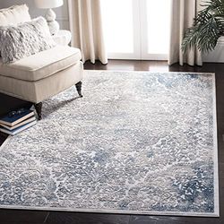 Safavieh Tapis Abstrait pour Salon, Salle à Manger, Chambre à Coucher - Invista Collection, Tapis à Poil Court, Gris et Bleu, 122 x 183 cm