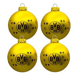 Borussia Dortmund BVB Bolas de árbol de Navidad, Set de 4