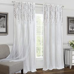 Achim Home Móveis Sauce Rod bolso janela cortina painel, 42" x 63, cor cinzenta, branco, 42" x 63"