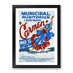 Wpa Carmen Poster Vintage Theatre Poster Framed Wall Art Print, Ready to Hang Picture for Living Room Bedroom Home Office Décor, Black A2 (64 x 46 cm)