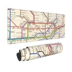 Grote muismat, desktoppad, London's Underground Map Keyboard Computer Extended Gaming Mouse Pad met antislip rubberen basis voor werk, spel, thuis, 30 x 70 cm (XL)