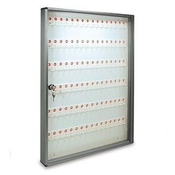 ALUBOX Caja para Llaves de Pared en Aluminio 30X5X14 cm – Llaveros de Pared para Casa Interior o Exterior Protegido – Made in Italy con 96 Ganchos Numerados (PLATA METALIZADA)