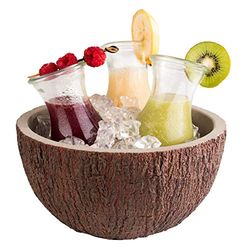 APS Bol Coconut, Bol Coconut, Ø 23 cm, H : 12,5 cm, Rafraîchisseur de bouteille, Bol à fruits, Bol à salade, Bol à soupe, Béton avec dessous protégeant les meubles, Brun, Gris, 2,2 litres