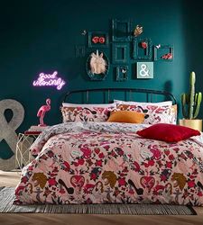 furn. Inked King Duvet Cover Set, Cotton, Polyester, Blush