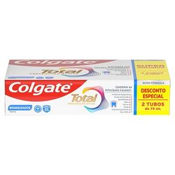 Colgate Całkowita aktywna profilaktyka wybielająca pasta do zębów 2x75ml | Zwalcza główne przyczyny* problemów zdrowotnych jamy ustnej | Ochrona antybakteryjna 24 godziny¹ | Udowodnione klinicznie