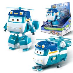 Super Wings EU770239 Transforming Shine 12 cm Transforming Toy Figure, Robot and Aeroplane, for Children from 3 Years, Blue