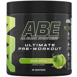 Applied Nutrition ABE Pré-Entraînement - All Black Everything Poudre Pre Workout à Base de Citrulline, de Créatine et de Bêta-Alanine, Énergie (375 g (Lot de 1), Sour Apple)