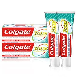 Colgate Dentifricio Total Plus - Freschezza sana 2 x 75 ml - Pulizia dei denti per una bocca sana e 12 ore di protezione proattiva* - pulisce denti, gengive, guance e lingua