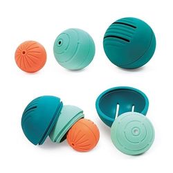 Ludi Ball-in -Ball - Pelotas de bebé Sensoriales - Silicona Suave - También para baño - Motricidad Fina y apilamiento - a Partir de 6 Meses