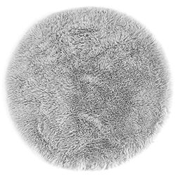 andiamo Alpa Coussin de siège Confortable en Fourrure synthétique - Hauteur des Poils : 35 mm - en Fourrure décorative Douce et Moelleuse - Argenté - 34 cm