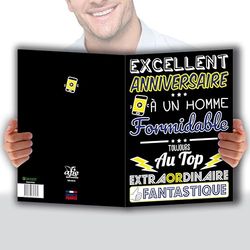Maxi MX-4014 Large XXL Giant Card for Men's Birthday + Envelope 32 x 23 cm – Great Top Extraordinary Fantastic 1 Year Older – Gift to a Friend, Father, Son – Made in France