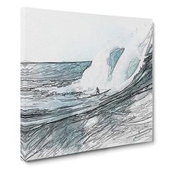 Surfs Up in Abstract Modern Canvas Wall Art Print Ready to Hang, Framed Picture for Living Room Bedroom Home Office Décor, 20x20 Inch (50x50 cm)