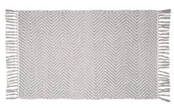 WENKO Tapis de bain Gata, tapis de bain durable, fabriqué en bouteilles PET recyclées au visuel ethno tendance et dessous antidérapant, lavable jusqu'à 40°C, (l x h) : 50 x 80 cm, gris/blanc