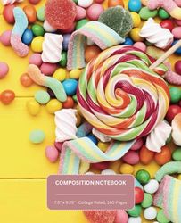 Composition Notebook: Candy illustration, 180 Pages, Beautiful College Ruled, Notebook for Students/Work